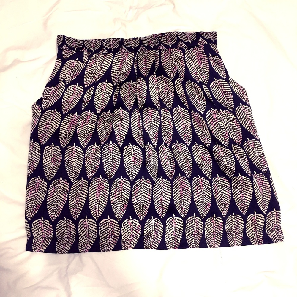 Collective Concepts Blue Leaf-Patterned Skirt